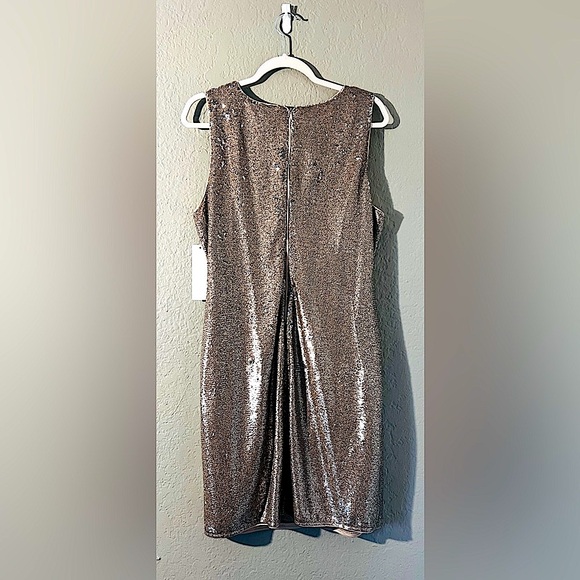 Vince Camuto SEQUIN SHIFT SHIMMER GOLD DRESS SIZE 14 NWT - Picture 4 of 6